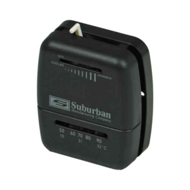 Suburban 161210 Mechanical Wall Thermostat, Heat Only, 12V DC, Single Stage, Black – image 1
