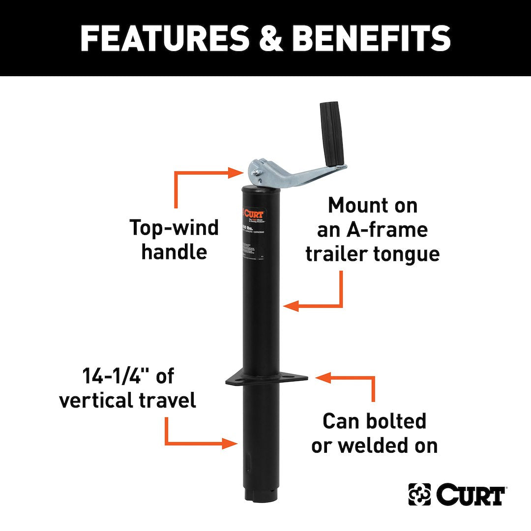 CURT Topwind Tongue Jack - 1200 lb – 28200