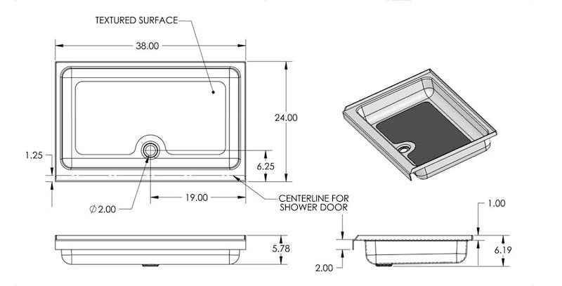 Specialty Recreation SP2438WC 24" x 38" RV Shower Pan with Center Drain – image 2