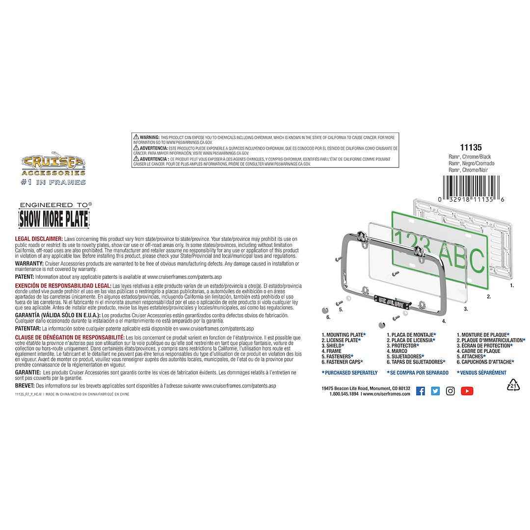 Cruiser Ram License Plate Frame – 11135
