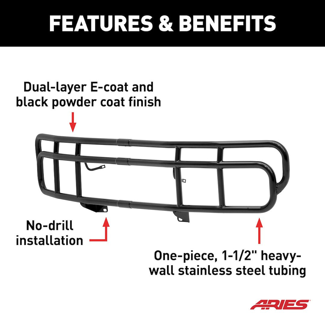 Aries 4076 Hummer H2 Matte Black Grille Guard - image 6