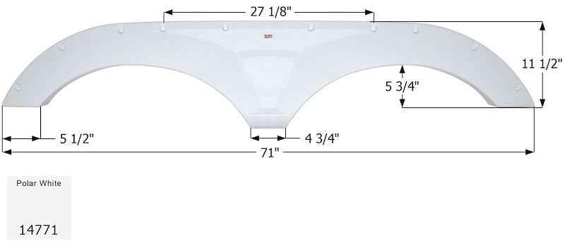 Icon 14771 RV Fender Skirt, Tandem Axle 71" x 11-1/2" Polar White, ICON – image 1