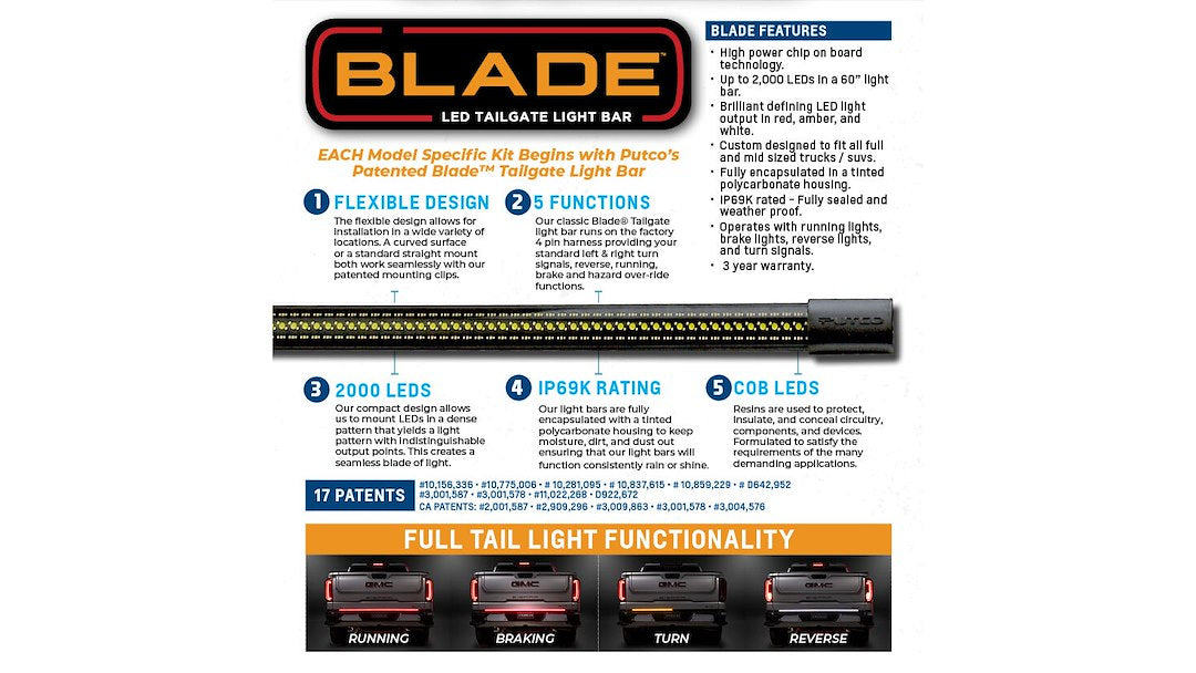 Putco 9202960-11 Blade LED Tailgate Fit Kit