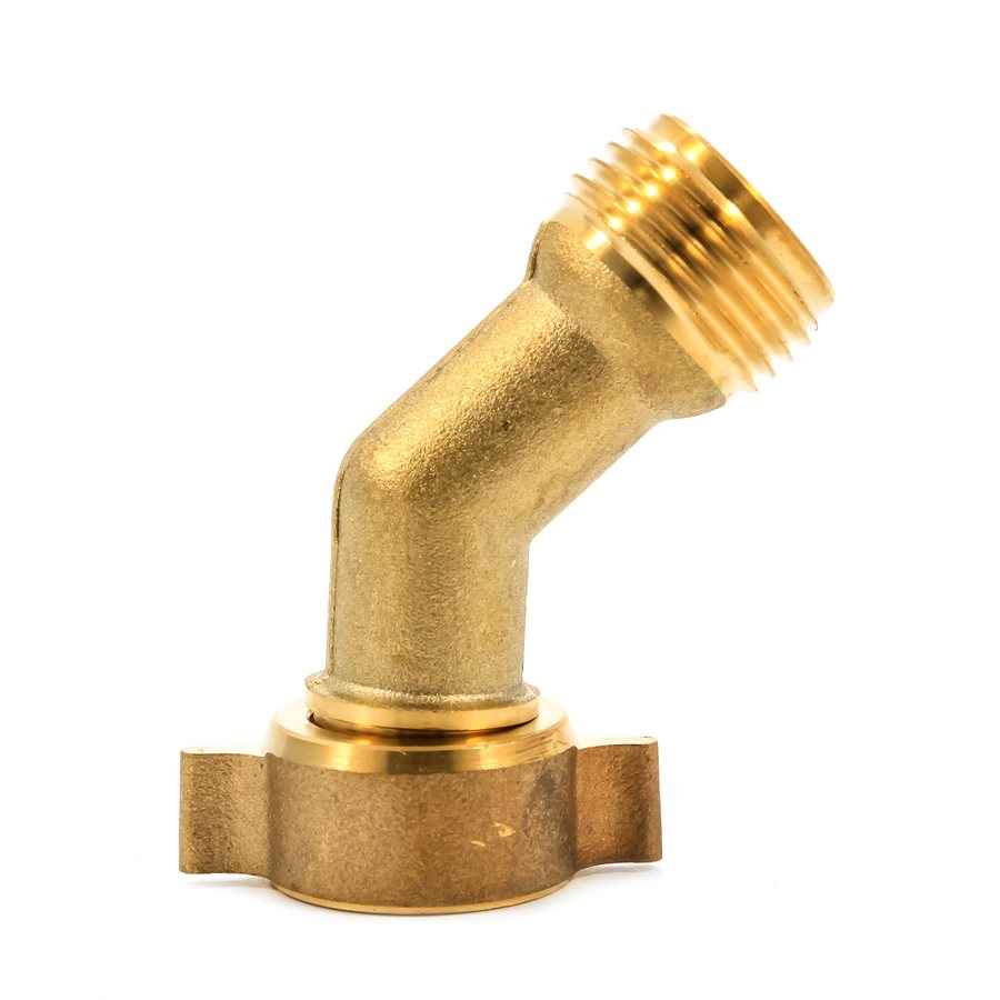 Camco 22605 45-Degree Forged Brass Hose Elbow with Grippers