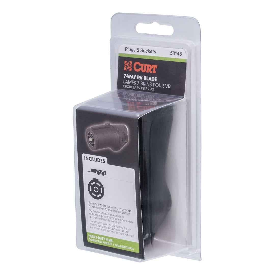 CURT Heavy-Duty 7-Way RV Blade Plug with Ergonomic Grip – 58145
