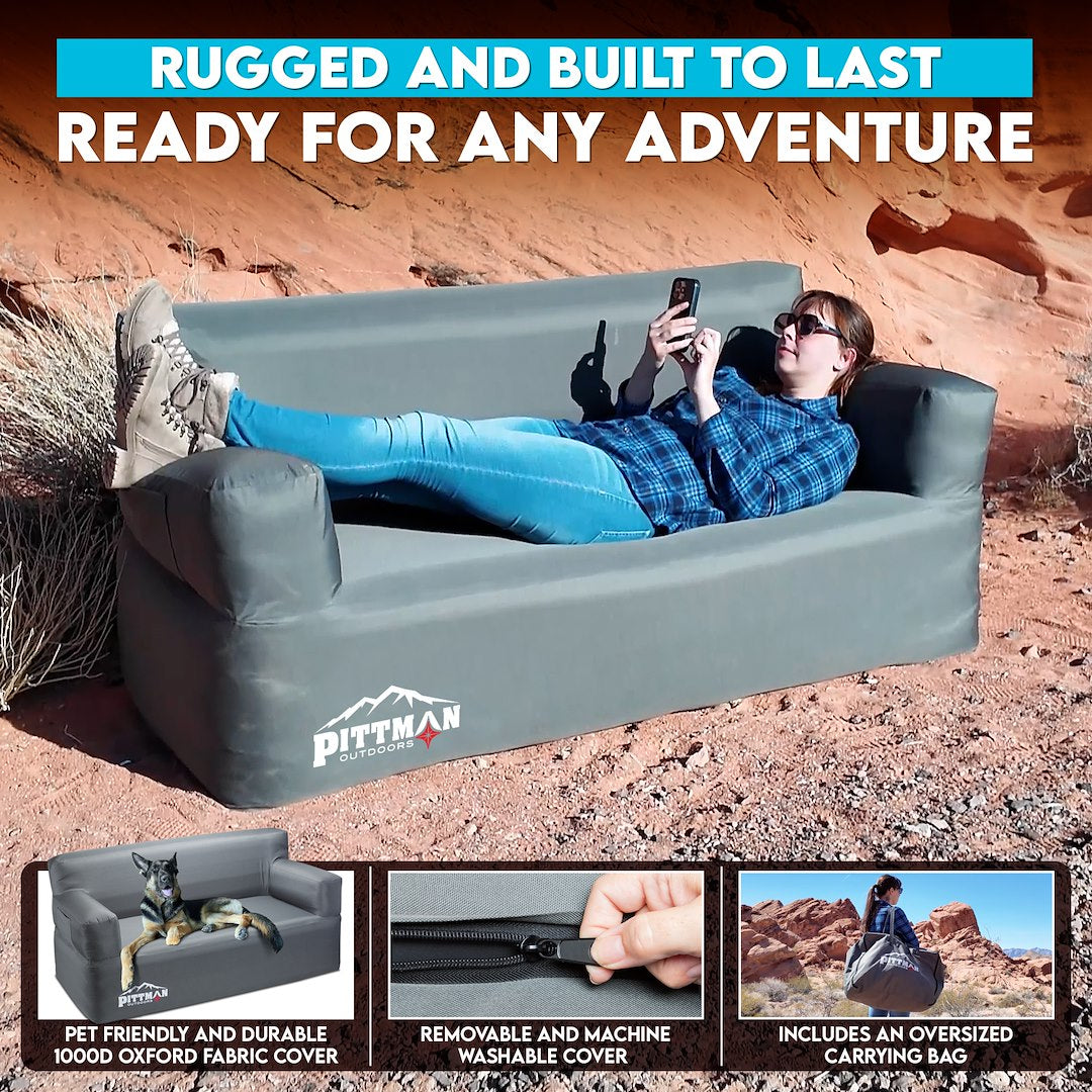AirBedz PPIAIRCOUC Gray Inflatable Couch with Pump