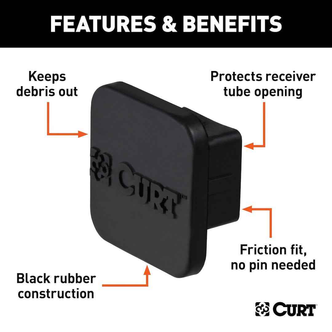 CURT 22271 CURT-Logo Rubber Cover for 1-1/4-Inch Receiver