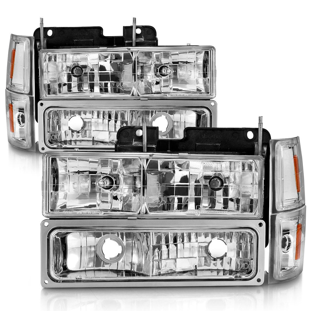 ANZO USA 111506 Eight-Piece Chrome Crystal Headlight Set - image 1