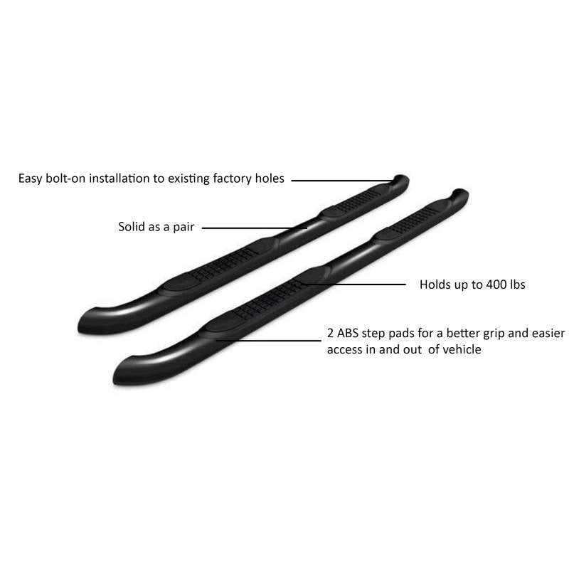 Black Horse Offroad 9H2010A Ridgeline Gloss-Black 3-in Step Pair - image 3