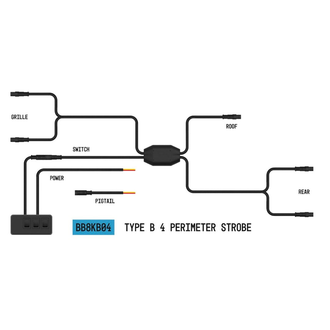 Builtbright BB8KB04 Five-Output Type B StrobeLink Harness