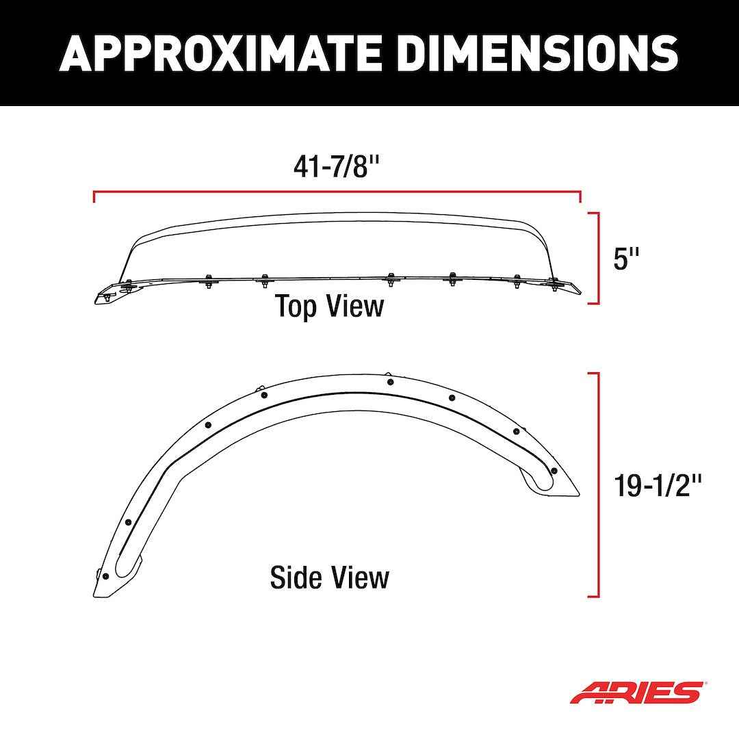 Aries 1500302 Bronco Tubular Front Fender Flare Pair