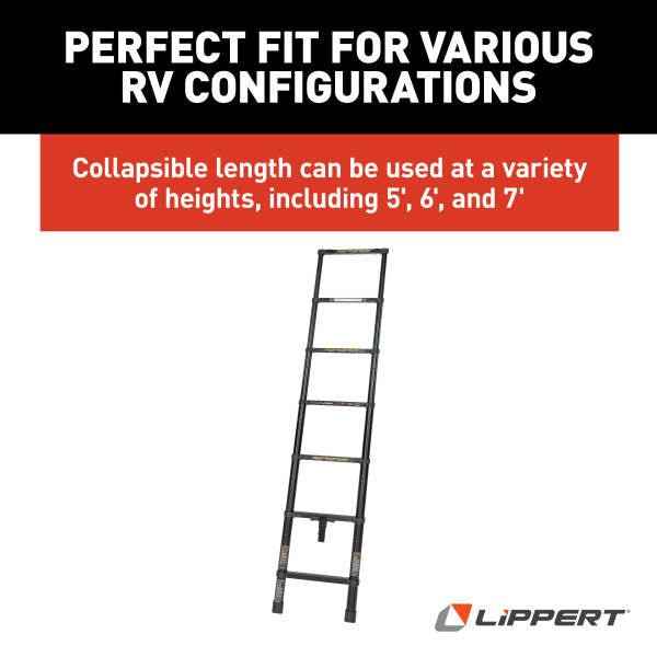Lippert Components 2024044562 Collapsible RV Bunk Ladder, 84" Adjustable, 6 Steps, 250 lb – image 4