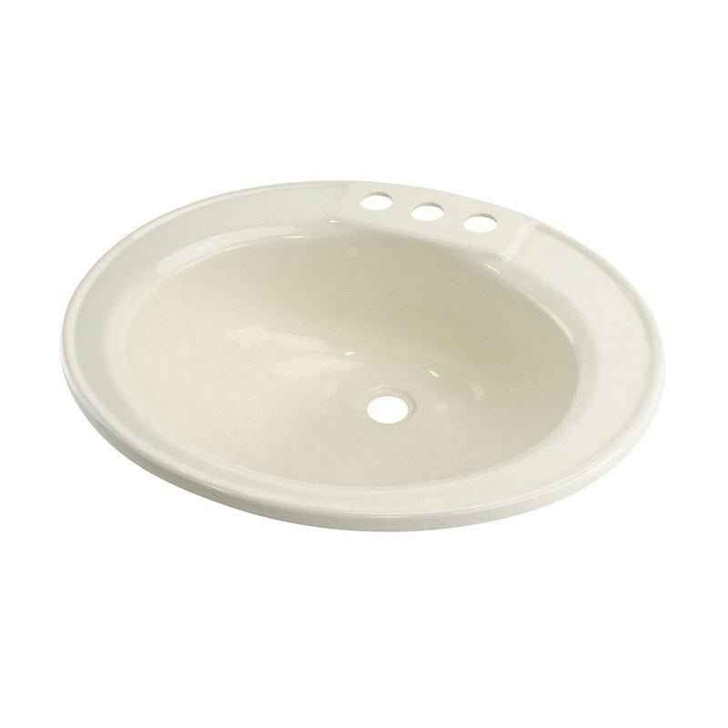 Lippert Components 209358 RV Oval Sink, Drop-In, Parchment, 3-Hole Faucet Mount – image 1