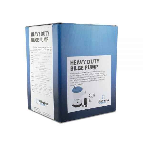 Albin 01-03-013 Heavy-Duty Bilge Pump, 12V, 2,250 GPH