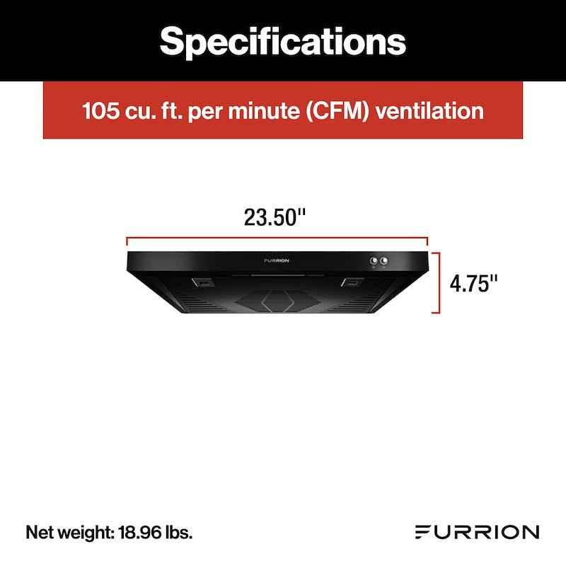 Furrion FHO23SACRV-BL 12V DC Ductless RV Stove Vent Hood , 23.5" Black – image 2