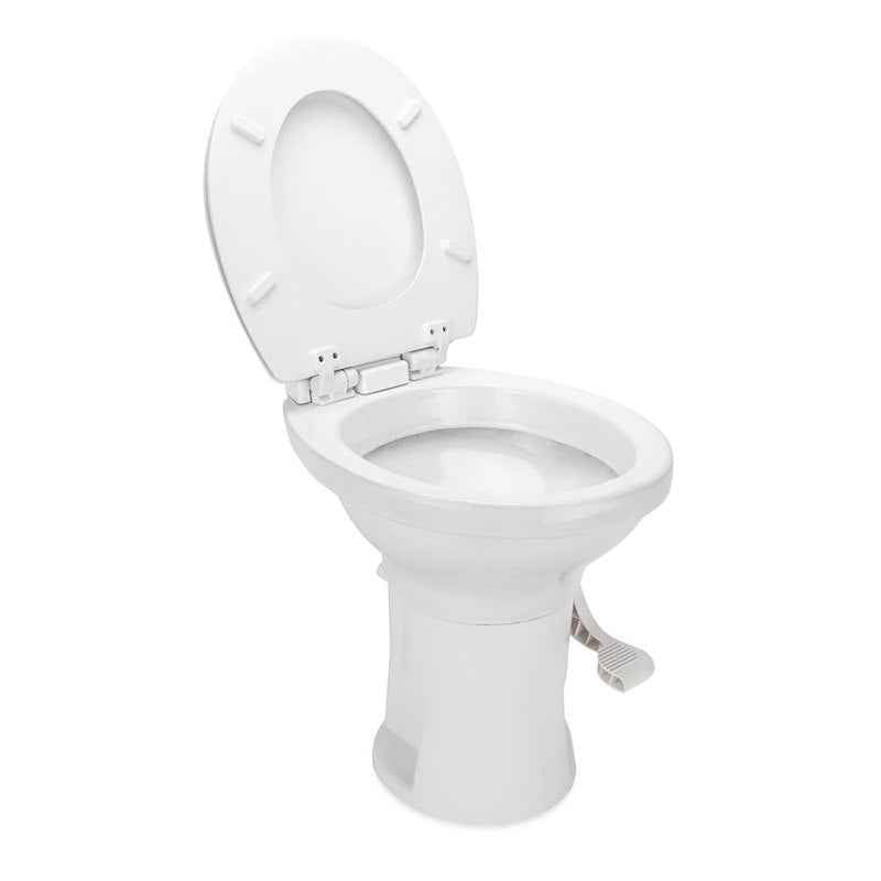 Camco 41710 RV Toilet High Profile, Permanent Pedal Flush, Wood Seat, White – image 3
