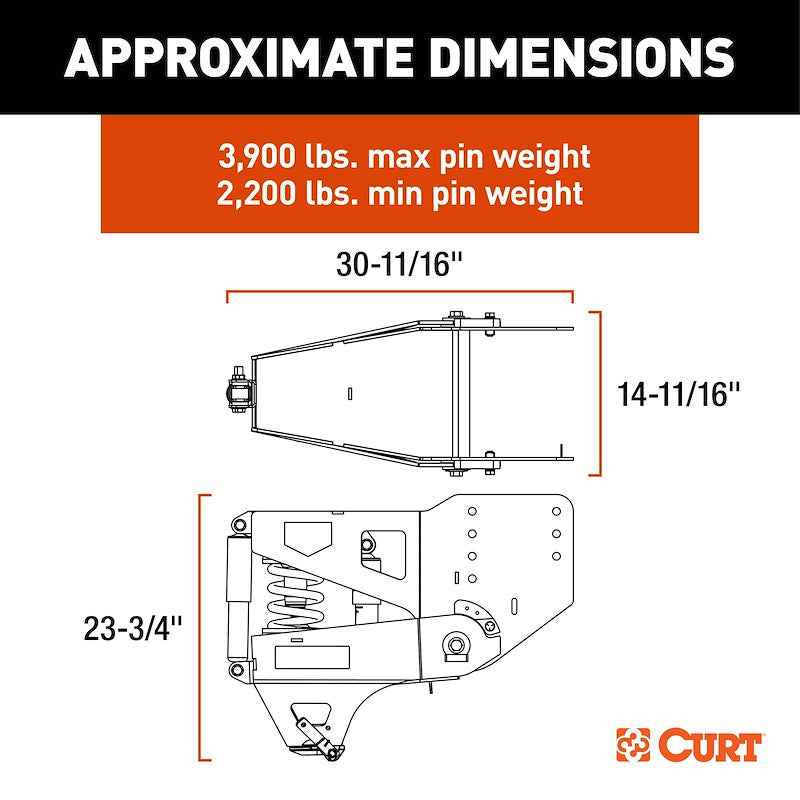 CURT 2024044577 Helux Gooseneck Pin Box , 20000 lb Coil & Shock King Pin Conversion – image 2