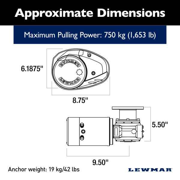 Lewmar 6671011108-138 V-Series Vertical Windlass 12V with Gypsy – image 2