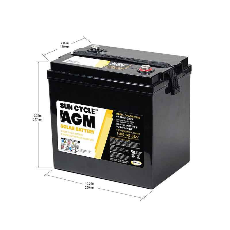 Go Power GP-AGM-224-6V AGM Series Solar Battery 6V 224Ah Deep Cycle – image 1