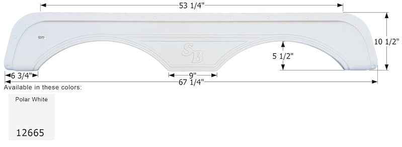 Icon 12665 RV Fender Skirt, Tandem Axle 67-1/4" x 10-1/2" Polar White, ICON – image 1