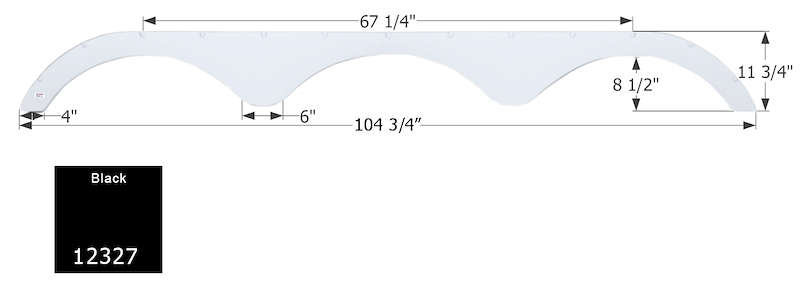Icon 12327 RV Fender Skirt, Triple Axle 104-3/4" x 13-3/4" Black, ICON – image 1
