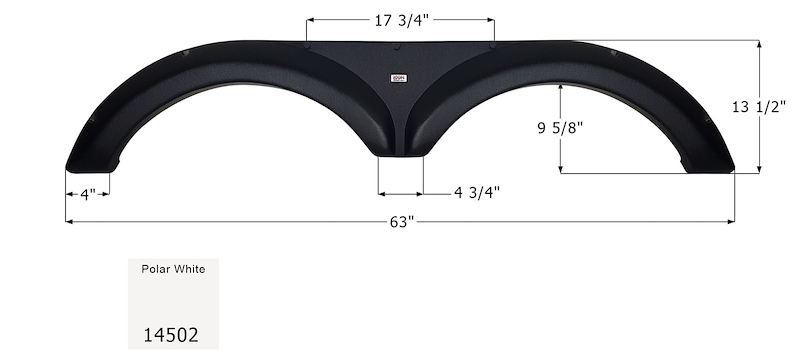 Icon 14502 RV Fender Skirt, Tandem Axle 63" x 13-1/2" Polar White, ICON – image 1
