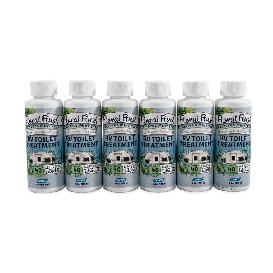 Camco 41482 Floral Flush Eucalyptus-Mint Treatment, Six Bottles