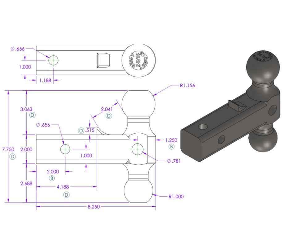 Gen-Y Hitch GH-051 Dual-Ball Mount - 2 in Receiver, 0 in Drop