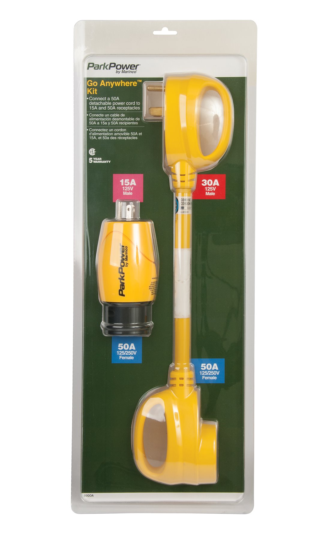 Marinco 50GOA Power Cord Adapter - Angled Blade