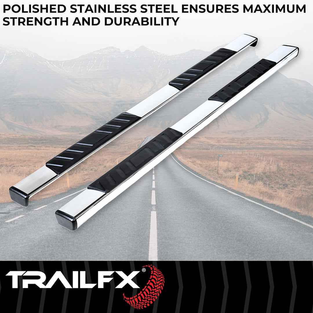 TrailFX 4 in Trapezoidal Nerf Step Bars - Stainless, 300 lb β A4012S