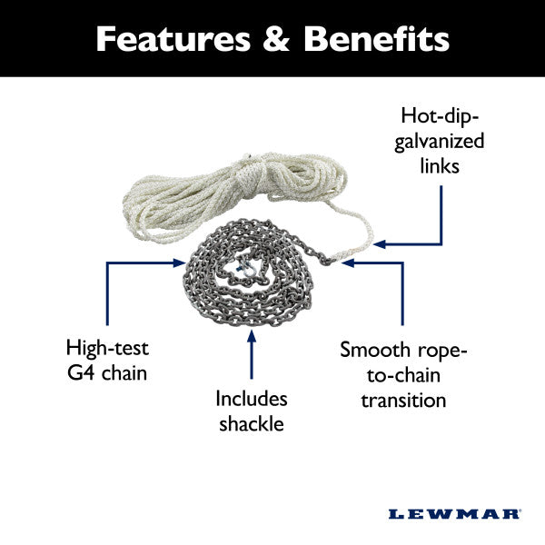 Lewmar Rope-to-Chain Anchor Rode – M10HT200PX