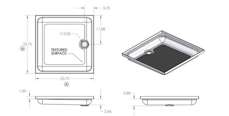Specialty Recreation SP2424W 24" x 24" RV Shower Pan with Center Drain – image 2