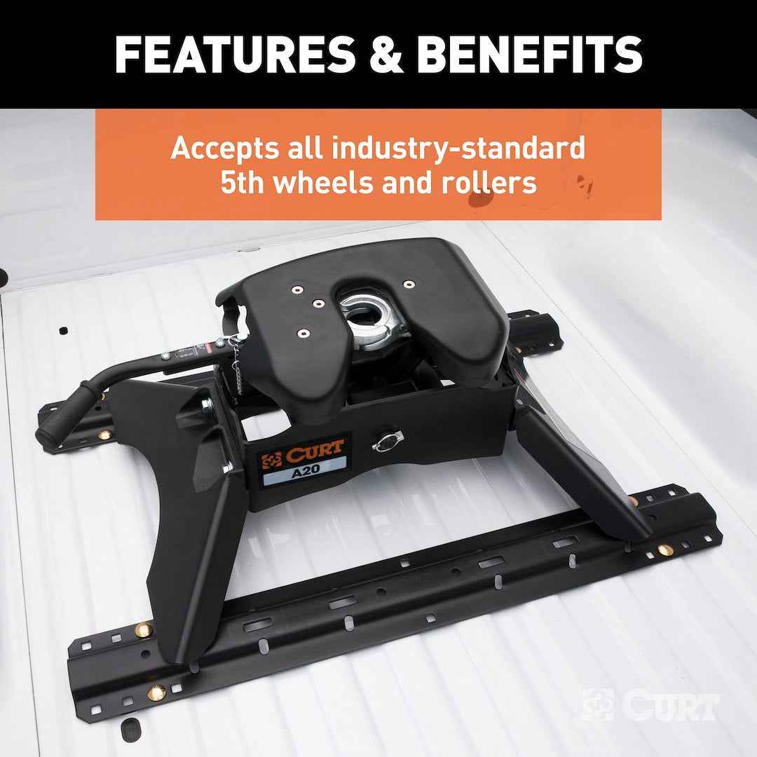 CURT 25K 5th-Wheel Base Rails - Carbide Black – 16200