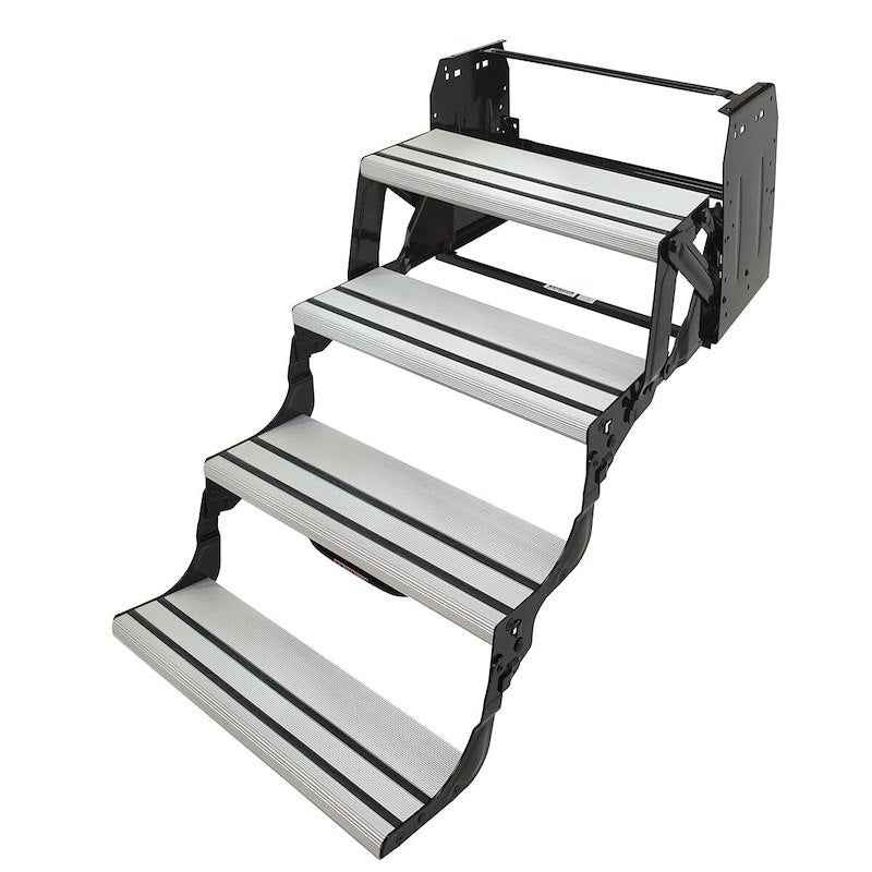 Lippert Components 432698 Alumi-Tread 4-Step Manual RV Entry Step , 24" Wide, Black – image 1