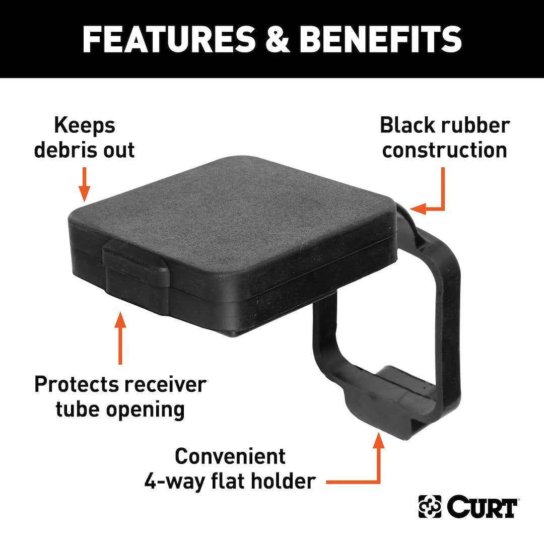 CURT 21728 2-Inch Rubber Receiver Cover with 4-Way Holder