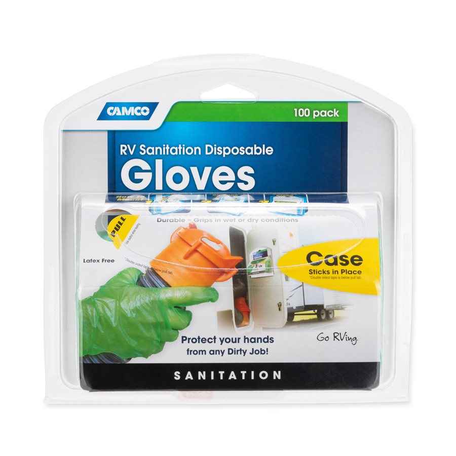 Camco 40285 Green Disposable Sanitation Gloves, 100-Count