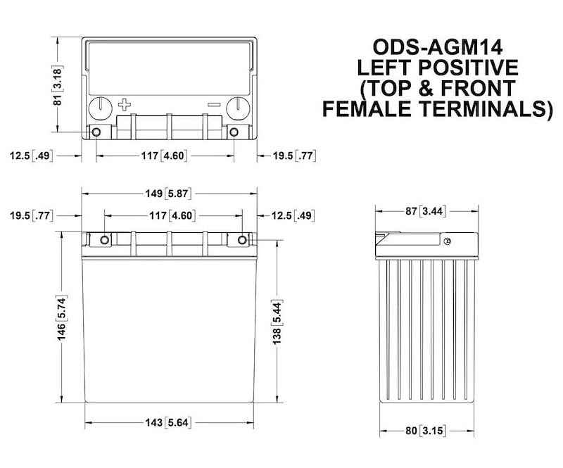 Odyssey Battery ODS-AGM14 AGM Powersports Battery Odyssey BTX14 14Ah 220CCA – image 4