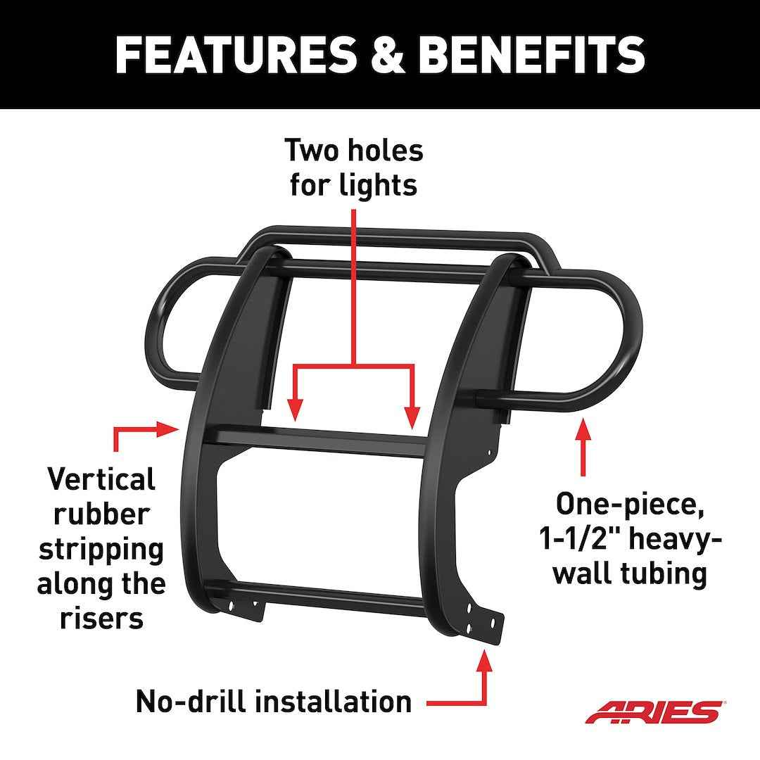 Aries 1053 Carbon-Steel Grille Guard, Semi-Gloss Black