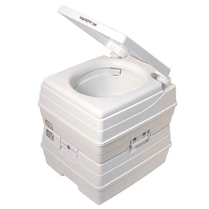 Dock Edge DEF268101 Portable RV Toilet, Visa Potty, Gray 2-Section Flush, Square Seat – image 2