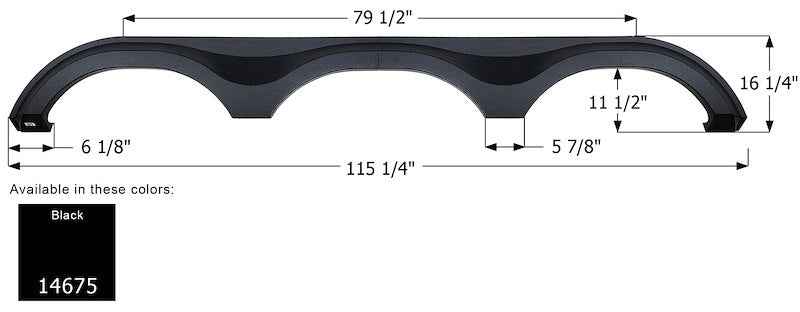 Icon 14675 RV Fender Skirt, Triple Axle 115-1/4" x 16-1/4" Black (Two-Piece), ICON – image 1