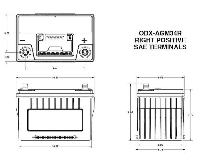 Odyssey Battery ODX-AGM34R Odyssey Starting Battery Group 34 12V 850 CCA Reversed – image 2