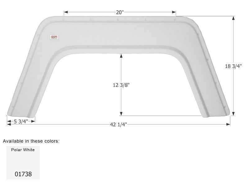Icon 01738 RV Fender Skirt, Single Axle Universal 42-1/4" x 18-3/4" White – image 1