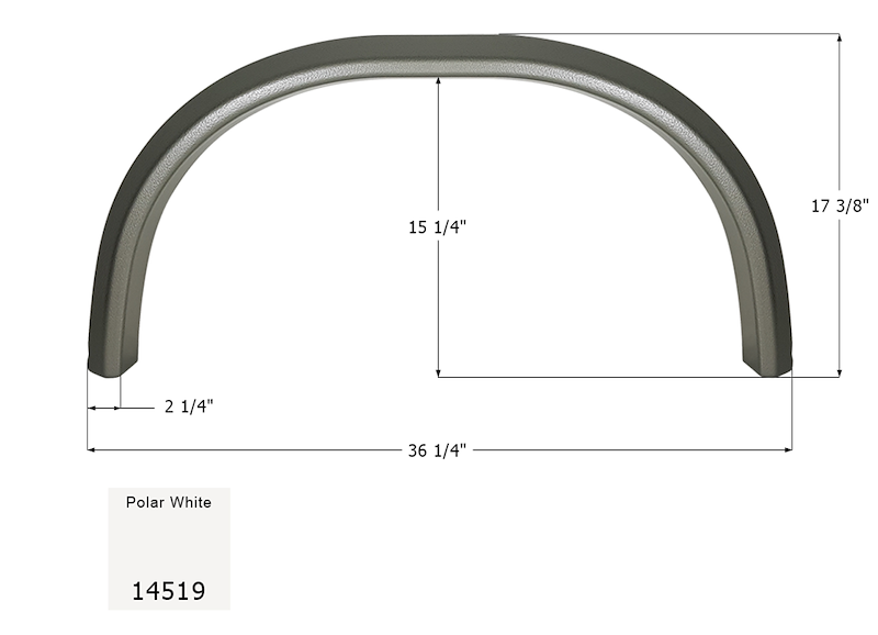 Icon 14519 RV Fender Skirt, Single Axle 36-1/4" x 17-3/8" Polar White, ICON – image 1