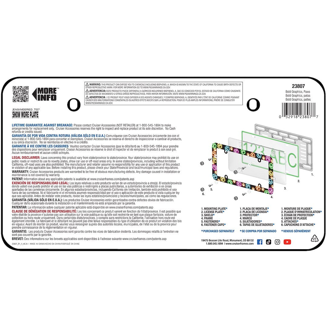 Cruiser 23807 Bold Graphics Paws Plate Surround - image 3