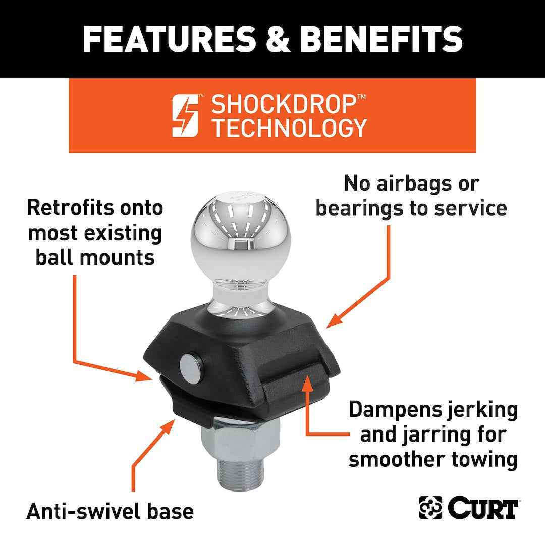 CURT Trailer Ball - 2 in, 1 in Shank, 7500 lb – 40247