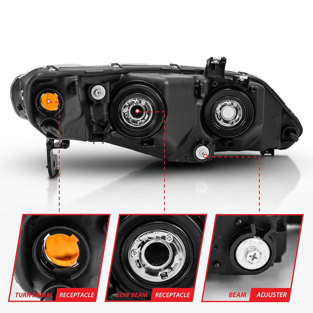 ANZO USA 121547 Civic GX Black Crystal Headlight Pair - image 4