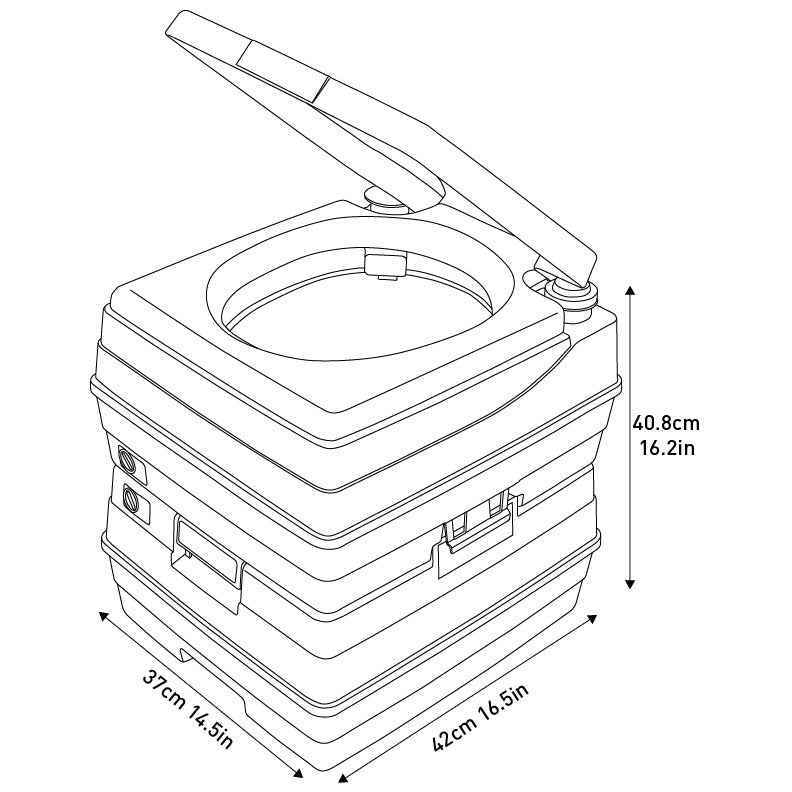 Dock Edge DEF268101 Portable RV Toilet, Visa Potty, Gray 2-Section Flush, Square Seat – image 3