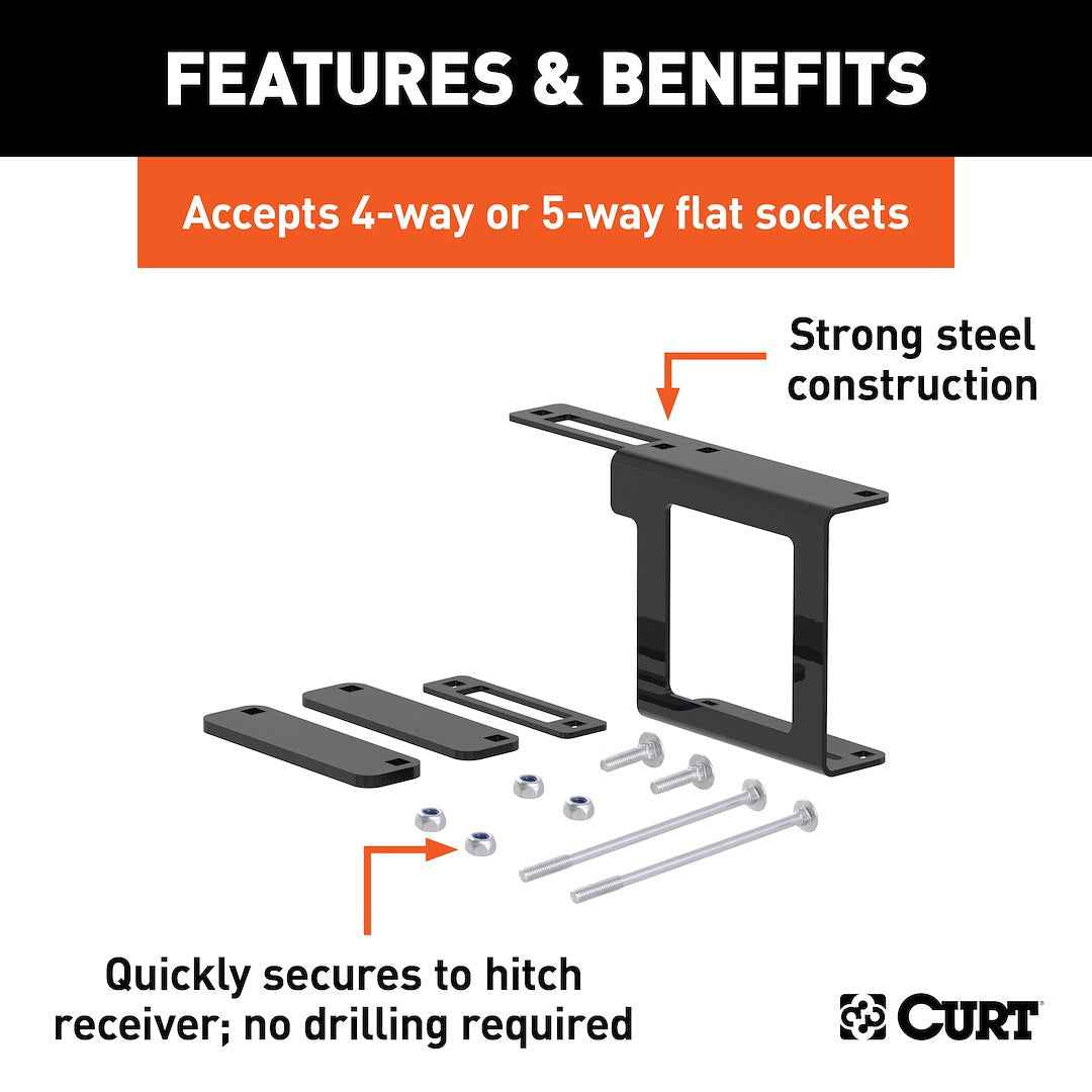 CURT 58001 Easy-Mount 4/5-Flat Bracket for 2-Inch Receiver