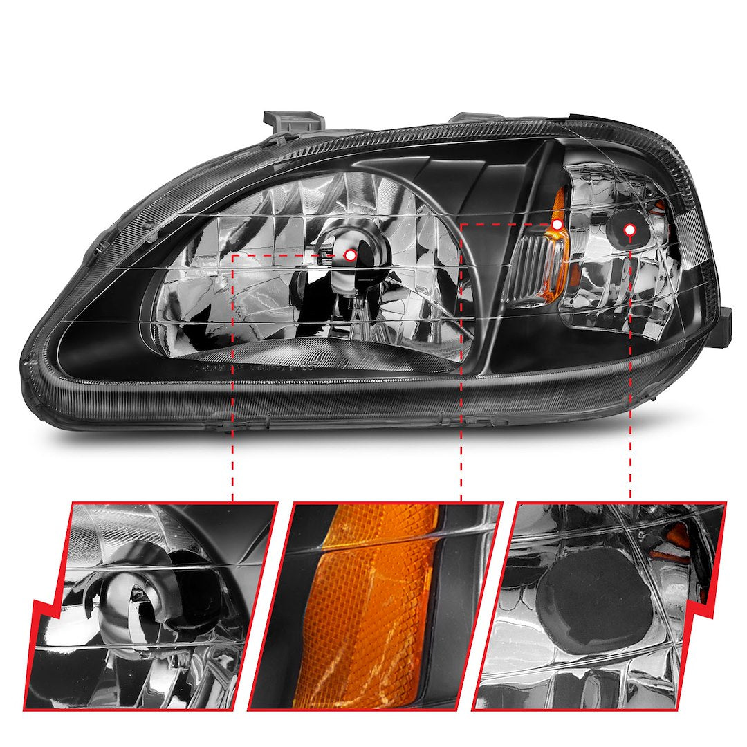 ANZO USA 121070 Civic Black Crystal Headlight Pair, No Bulbs - image 4