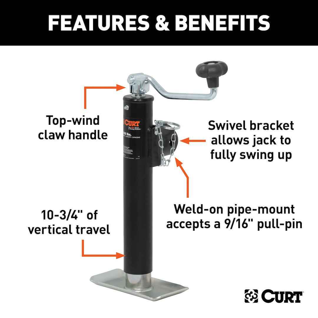 CURT Topwind Tongue Jack - 2000 lb – 28320